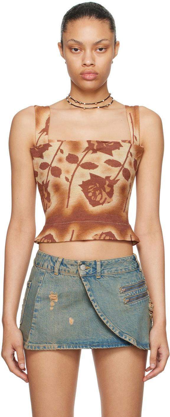 Tanktop Miaou Miaou Imogene Rose Print Tank Top Brun | 7023WOSSRO