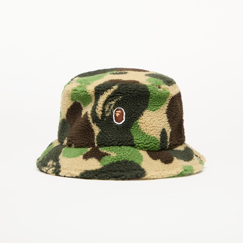 Hat BAPE A BATHING APE Abc Camo Boa Fleece Bucket Hat Grøn | 001HTK801006M GRN