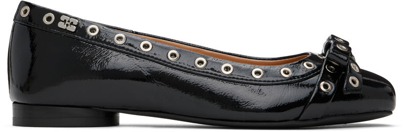 Kjole GANNI GANNI Eyelet Bow Ballerina Flats Sort | S2755