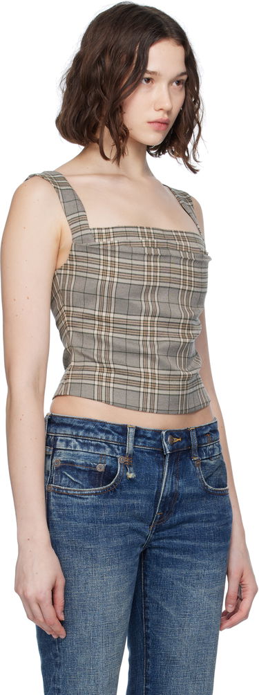 Tanktop Miaou Miaou Imogene Plaid Sleeveless Top Beige | 7023PLWPLD, 1