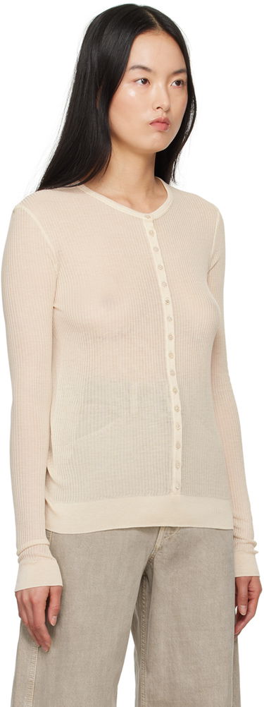 Sweater LEMAIRE Women's Seamless Button Cardigan Beige | TO1157 LK1017, 3