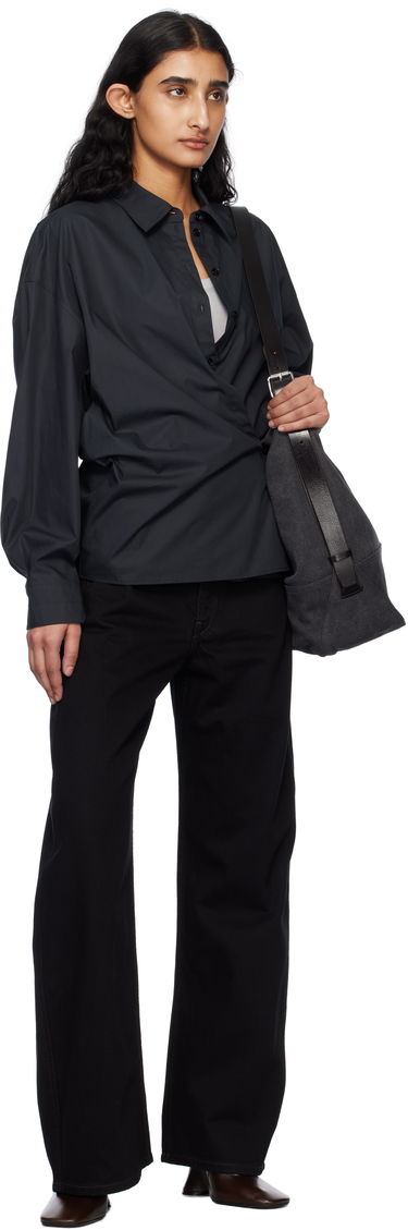 Skjorte LEMAIRE Lemaire Straight Collar Twisted Shirt Mørkeblå | SH1141 LF588, 3