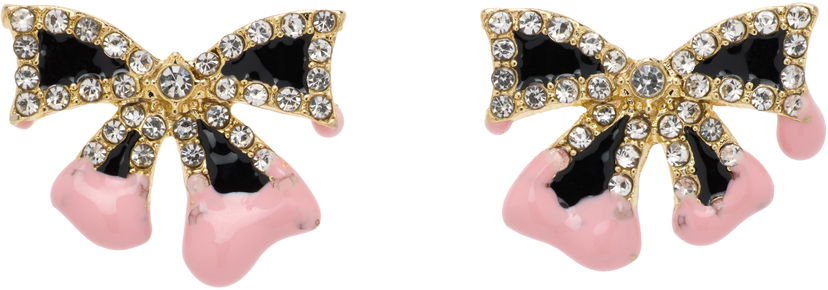 Øreringe Ottolinger Ottolinger Bow Crystal Drop Earrings Lyserød | 2225150304
