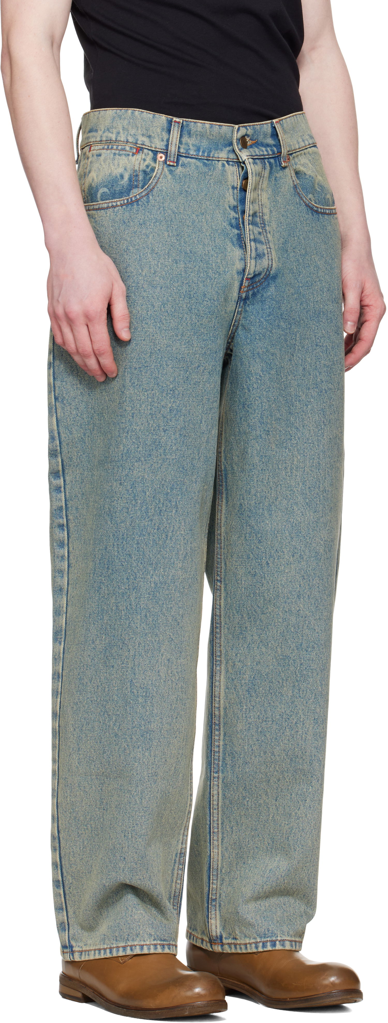 Jeans Marine Serre Marine Serre Moon Laser Baggy Jeans Blå | MPA070A CDEN0003, 1