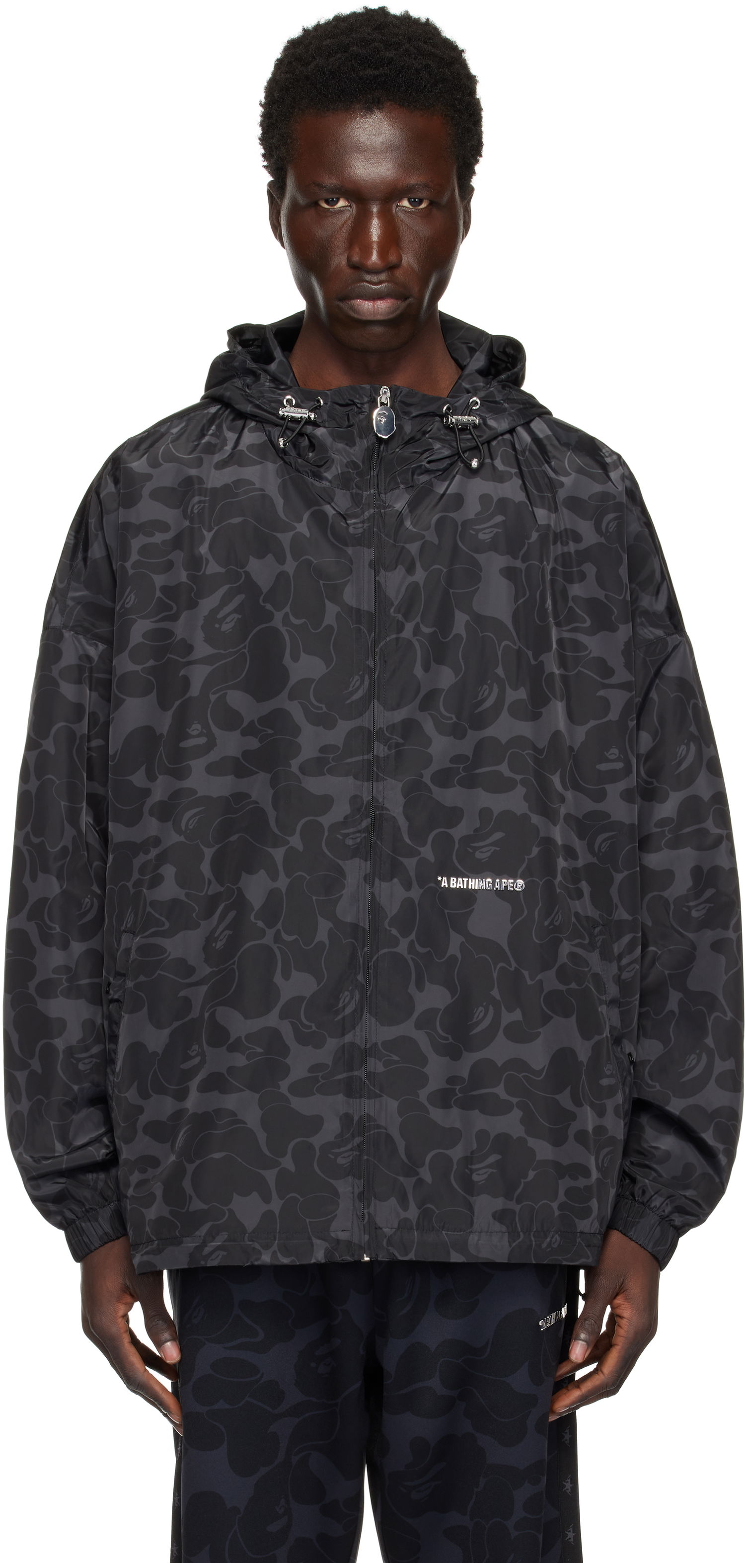 Vindjakke BAPE Hooded Camo Print Jacket Sort | 0ZXLJMX40301NBKX, 0