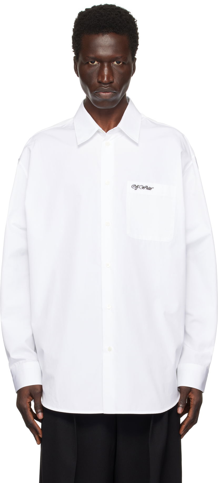 Skjorte Off-White Oversized Popeline Shirt Hvid | OMGE004F24FAB0010110