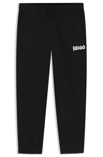 Træningsdragt BOSS Cotton-terry tracksuit bottoms with logo print Sort | 50549779