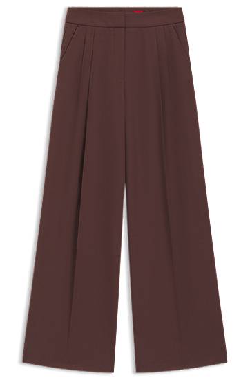 Bukser BOSS Relaxed Fit Stretch Trousers with Twin Pleats Brun | 50544107, 0