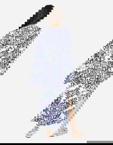 Kjole Dolce & Gabbana Dolce & Gabbana Majolica-Print Charmeuse Dress Blå | F69D5THPABOHA3TN, 2