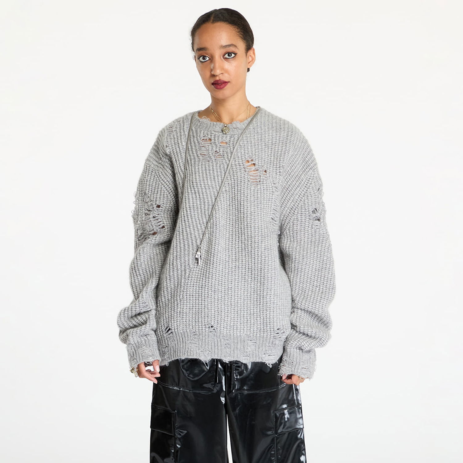 Sweater HELIOT EMIL Convex Distressed Knit Sweater Grå | HE_M_07_069_LGY04, 1