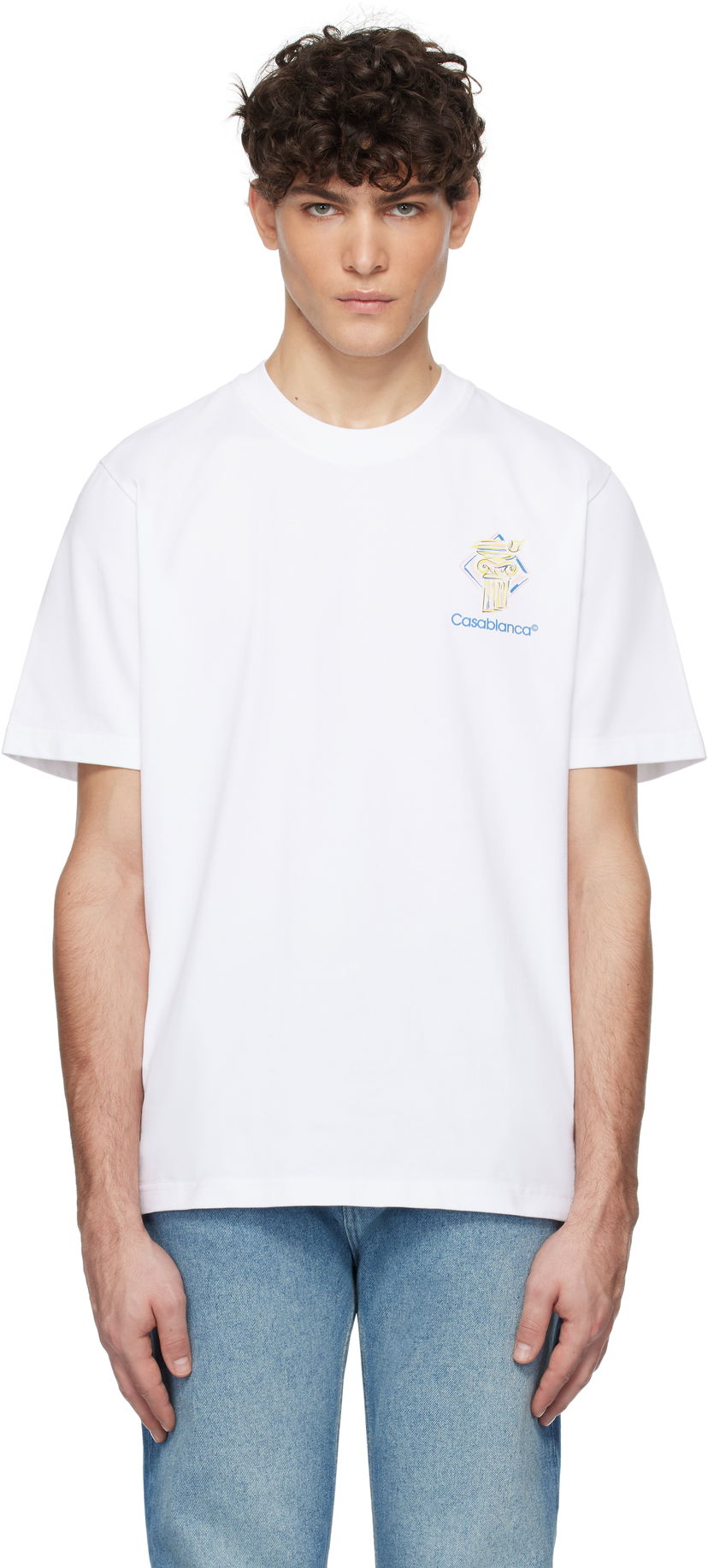 T-shirt Casablanca Diamond Column Graphic T-Shirt Hvid | MPS25-JTS-001-04