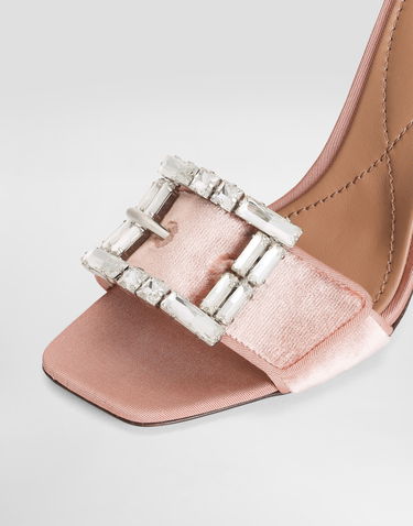 Tilbehør Dolce & Gabbana Dolce & Gabbana Velvet Sandals With Crystal Buckle Lyserød | CR1792A9S2089077, 3