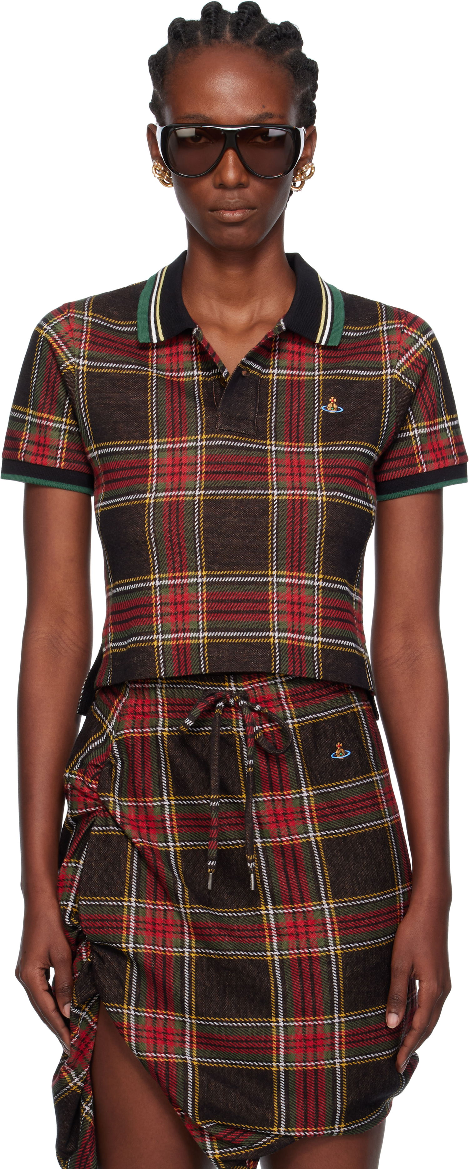 Polo skjorte Vivienne Westwood Vivienne Westwood Classic Cropped Plaid Polo Flerfarvet | 1H010003-J009T-, 0