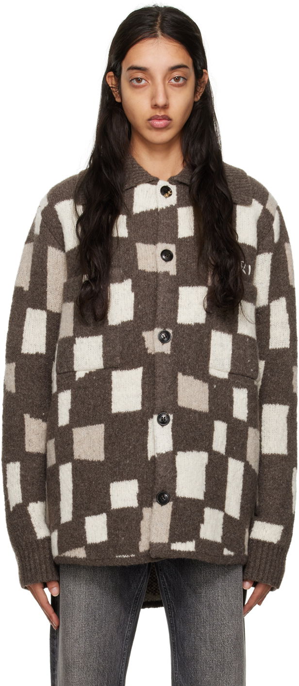 Sweater AMIRI Checkered Wool Jacket Brun | PS23MKL002-210, 0