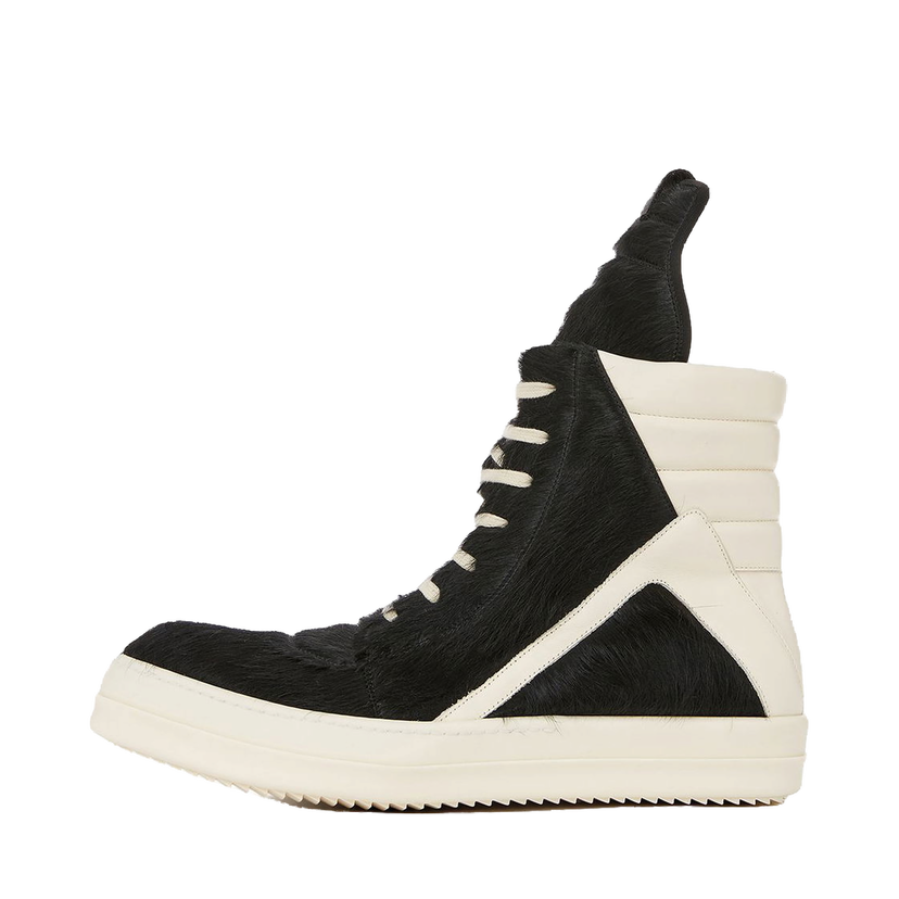 Sneakers og sko Rick Owens GeoBasket Cow Fur Black Milk Sort | RR02B2894LHL-911