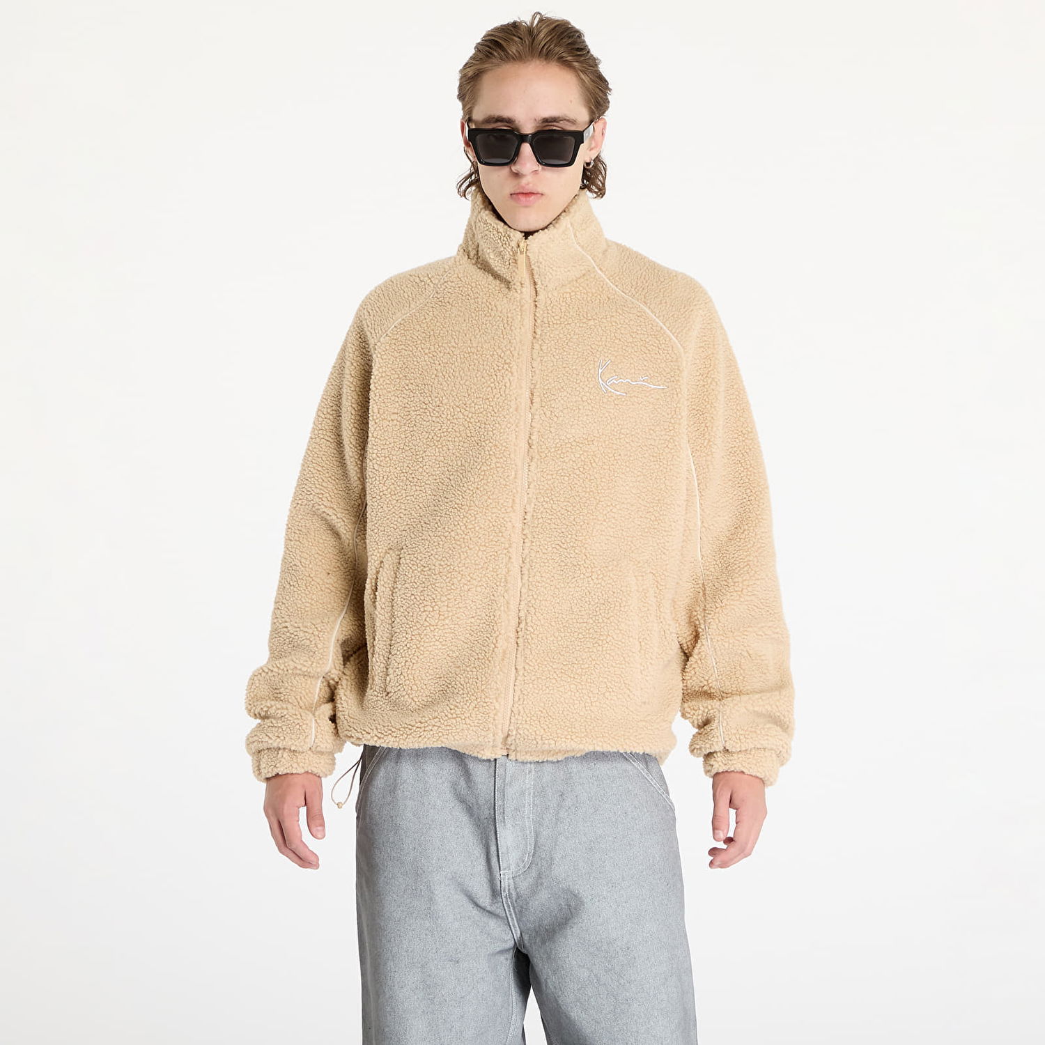 Jakke Karl Kani Jacket Metal Signature Teddy Jacket Sand/ Light Sand S Beige | 60780007, 0