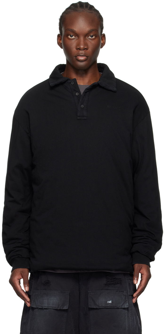 Sweater We11done Padded Long Sleeve Polo Sort | WD-TT2-24-739-U-BK