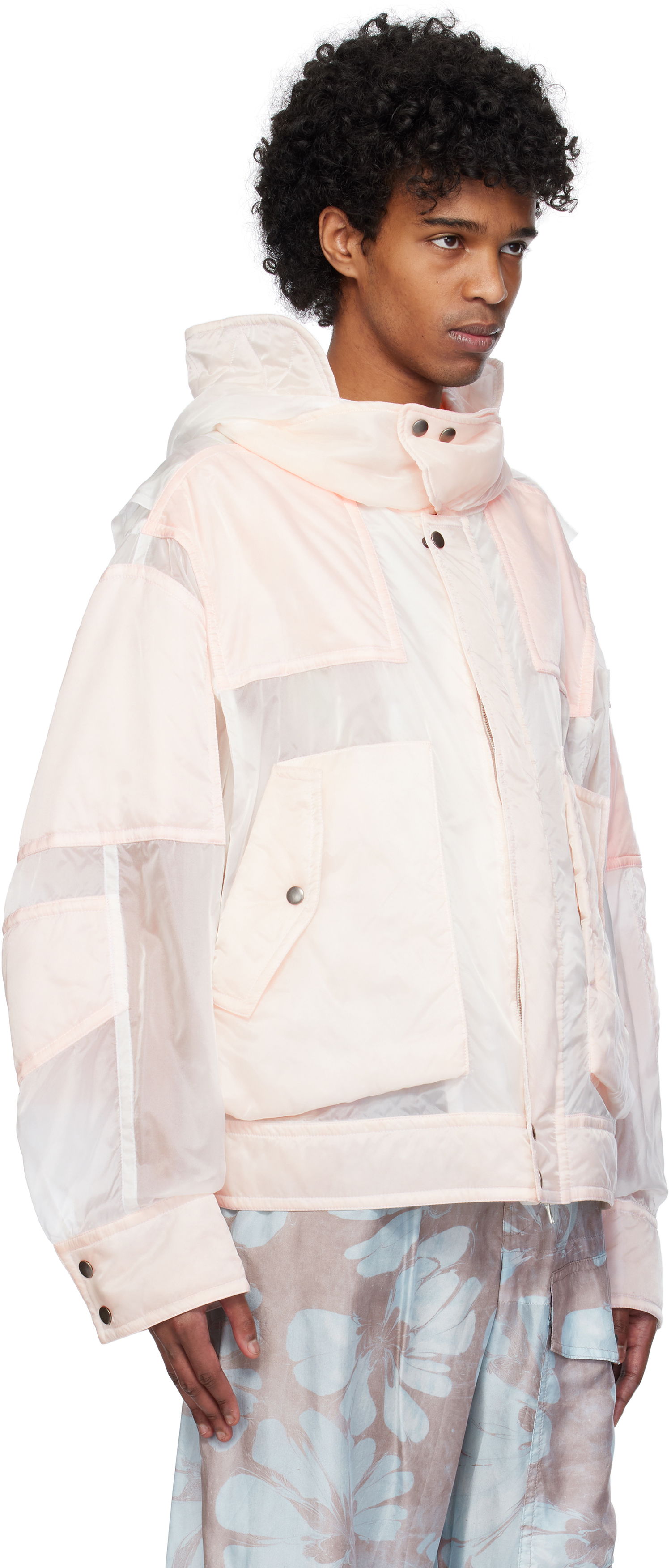 Vindjakke Dries Van Noten Dries Van Noten Satin Hooded Jacket Lyserød | 251-020519-1256, 1