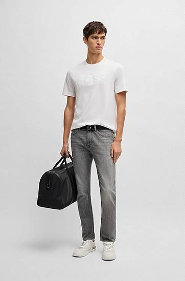 T-shirt BOSS BOSS Cotton-Jersey T-Shirt with Embossed Logo Hvid | 50536796, 1