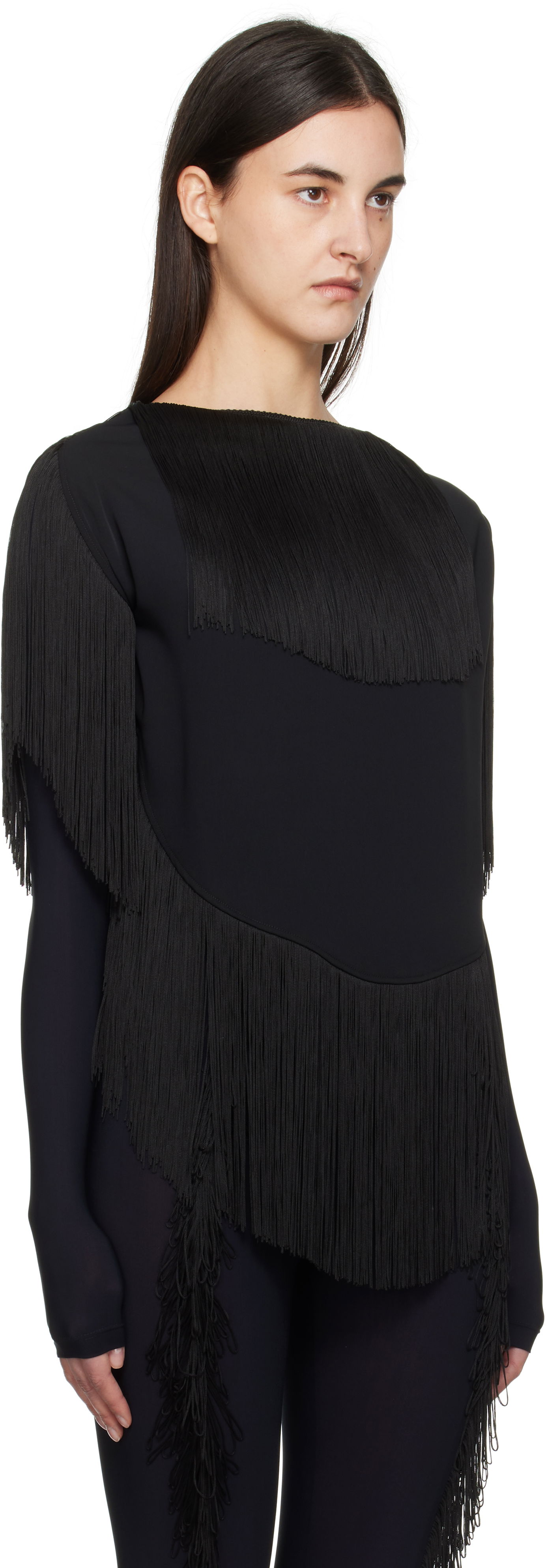 Sweater Maison Margiela MM6 Maison Margiela Fluid Fringe Blouse Sort | S52NC0351 S37977, 1