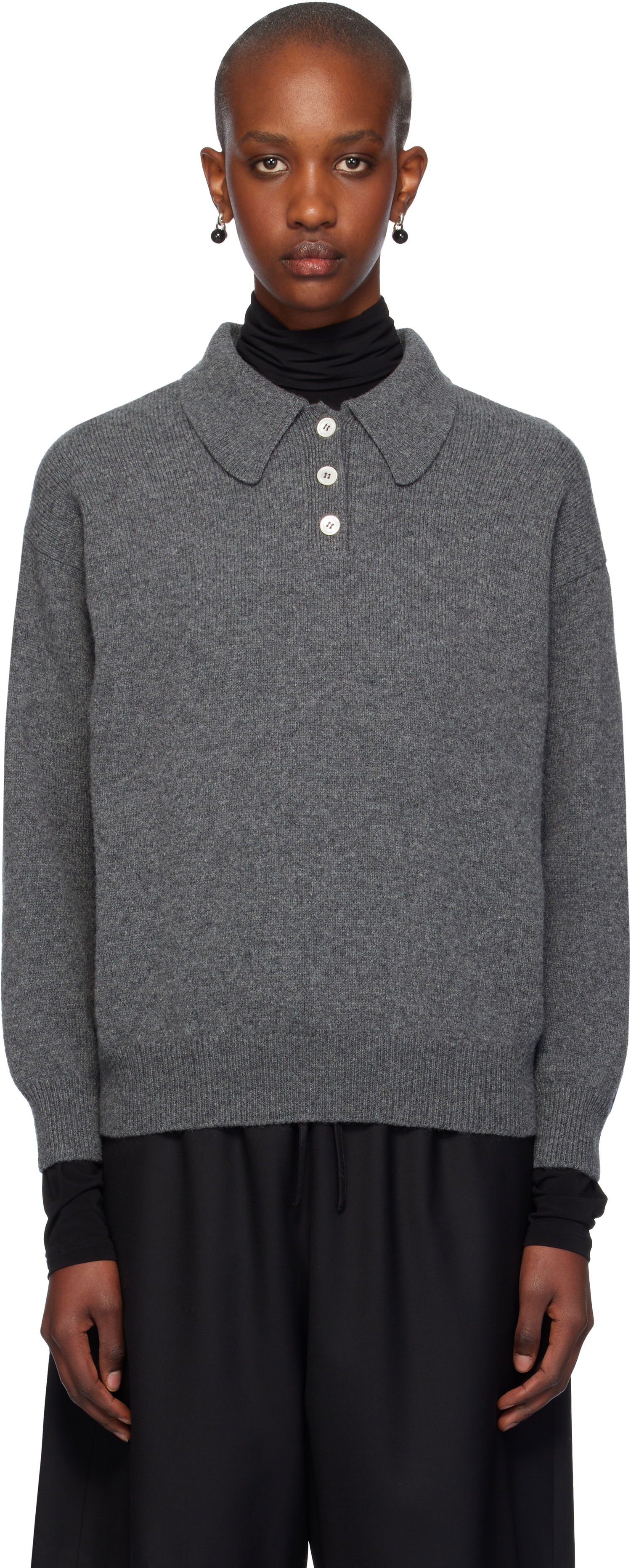 Sweater &Daughter Wool Polo Sweater Grå | HKN03893, 0