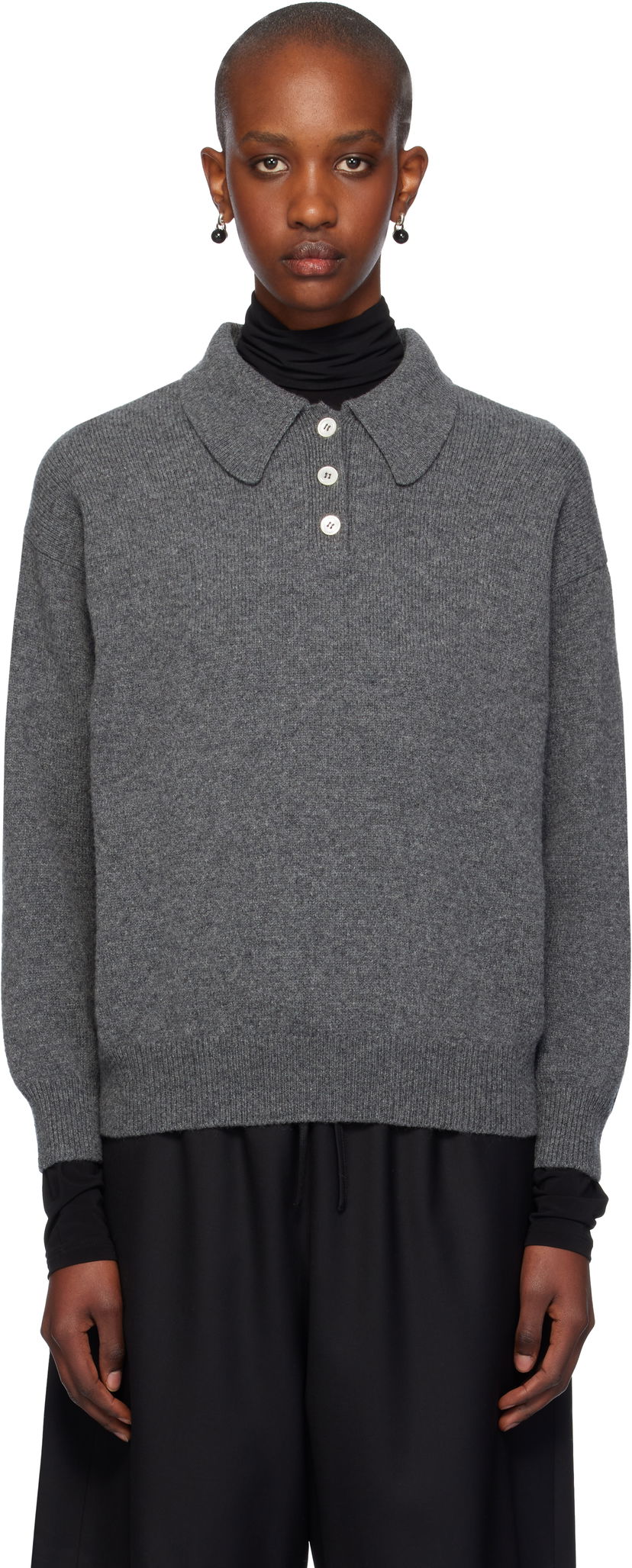 Sweater &Daughter Wool Polo Sweater Grå | HKN03893