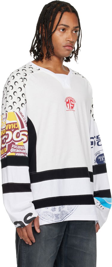 Jersey Marine Serre Regenerated Graphic Cotton Long Sleeve Hockey T-shirt Flerfarvet | MTT095AUJER0003, 4