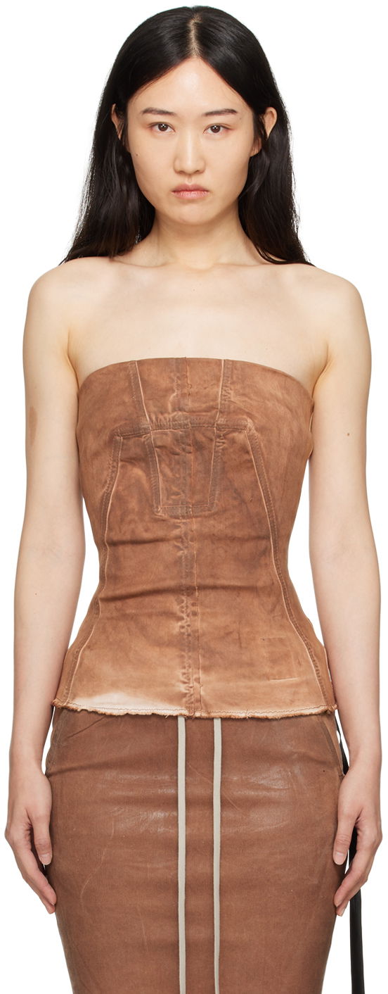 Krop Rick Owens Bustier Denim Top Brun | DS02D2127 HSCF, 0