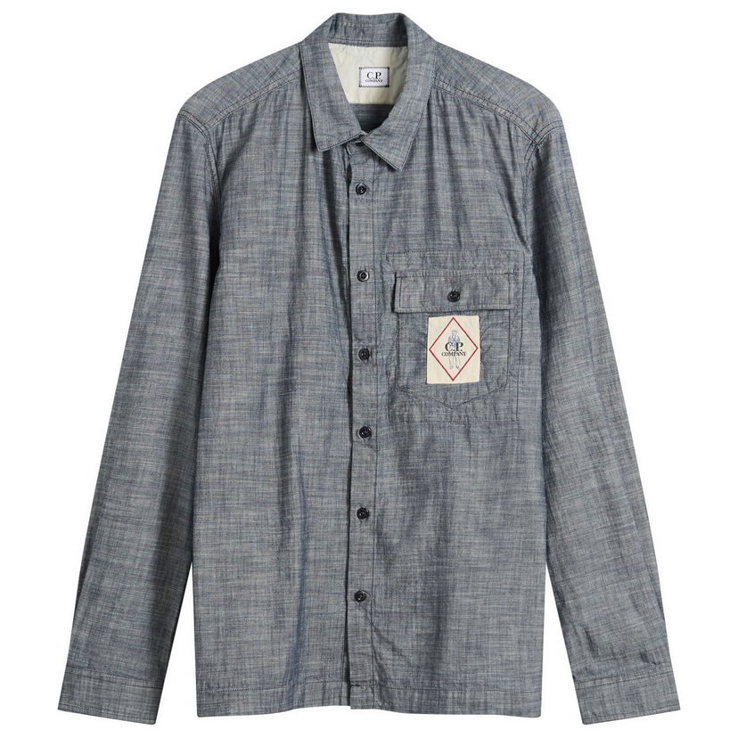 Skjorte C.P. Company C.P. Company Chambray Overshirt, Size Large Blå | 19CMSH145A-110065W-D17