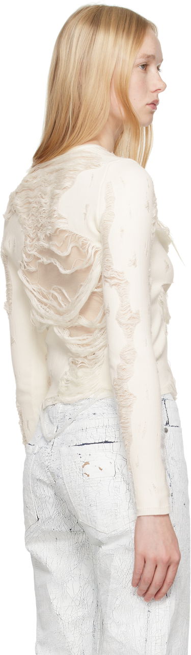 Sweater Maison Margiela MM6 Maison Margiela Slashed Crewneck Sweater Hvid | S62HL0032 M13121, 2