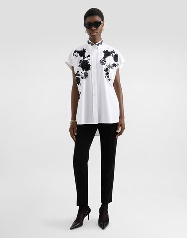 Skjorte Dolce & Gabbana Dolce & Gabbana Oversize Cotton Poplin Shirt with Lace Appliqués Hvid | F5T38TGDCTKW0800, 1