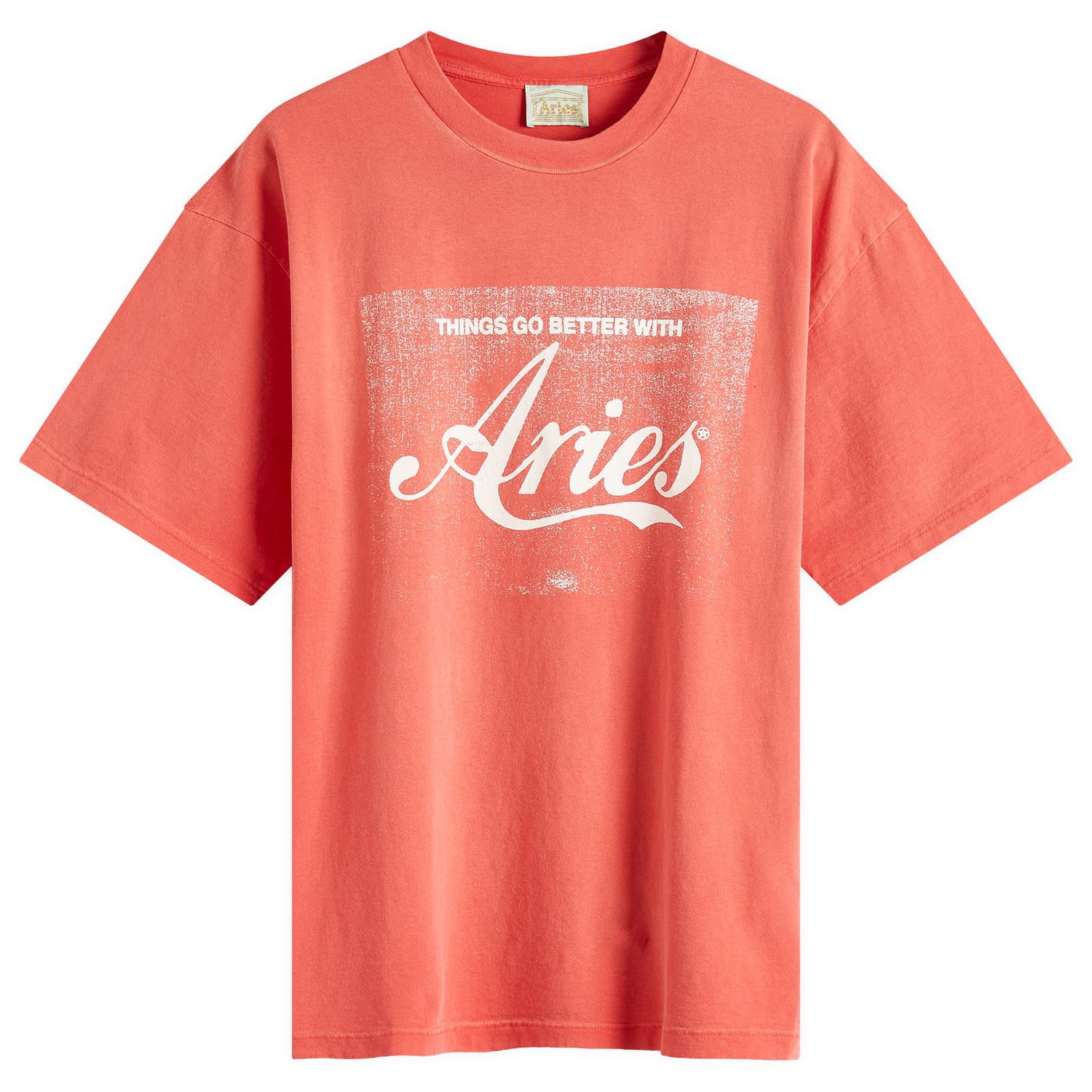 T-shirt Aries Aries Sunbleached Cola T-Shirt, Size Large Rød | AR62622-RED, 0