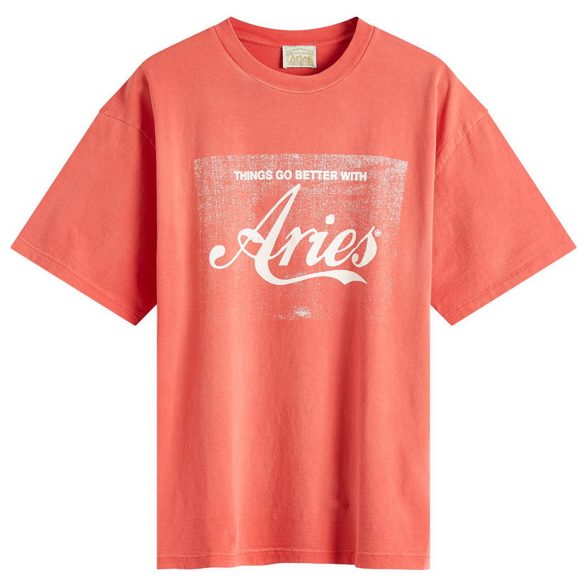 T-shirt Aries Aries Sunbleached Cola T-Shirt, Size Large Rød | AR62622-RED