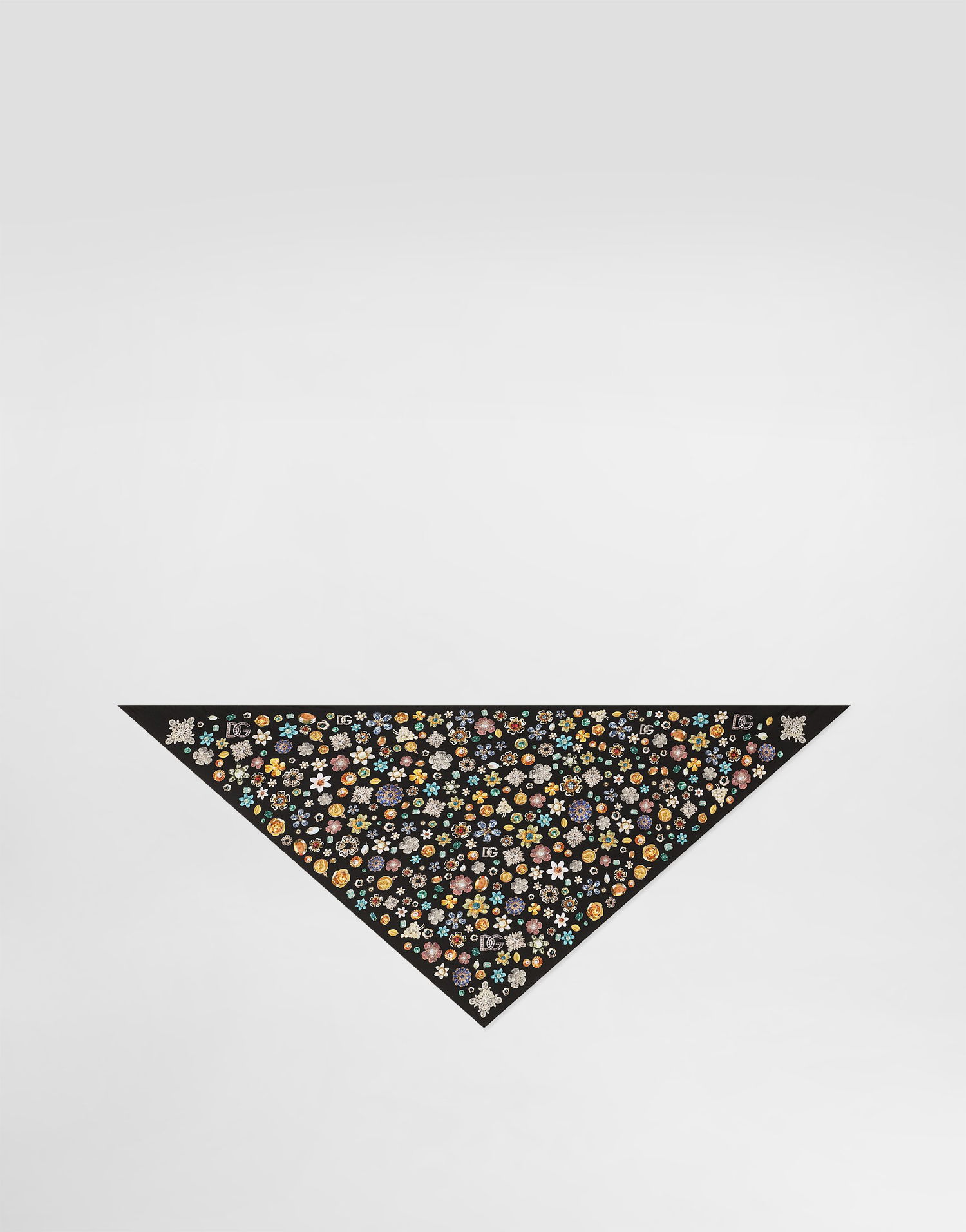 Tørklæde Dolce & Gabbana Dolce & Gabbana Silk Twill Jewel Print Stole Sort | FS326AGDDAYHN5SA, 0
