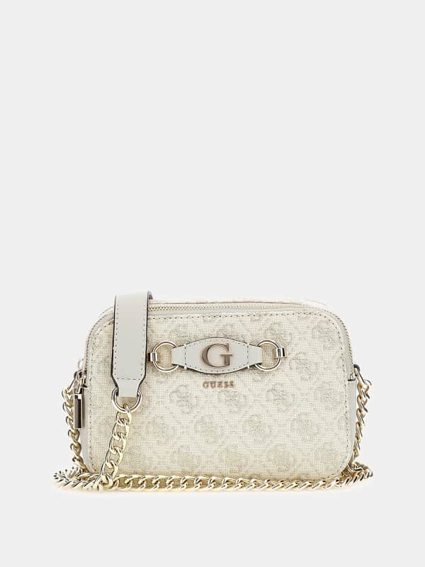 Skuldertaske GUESS Izzy 4G Logo Crossbody Bag Beige | HWJG8654140, 0