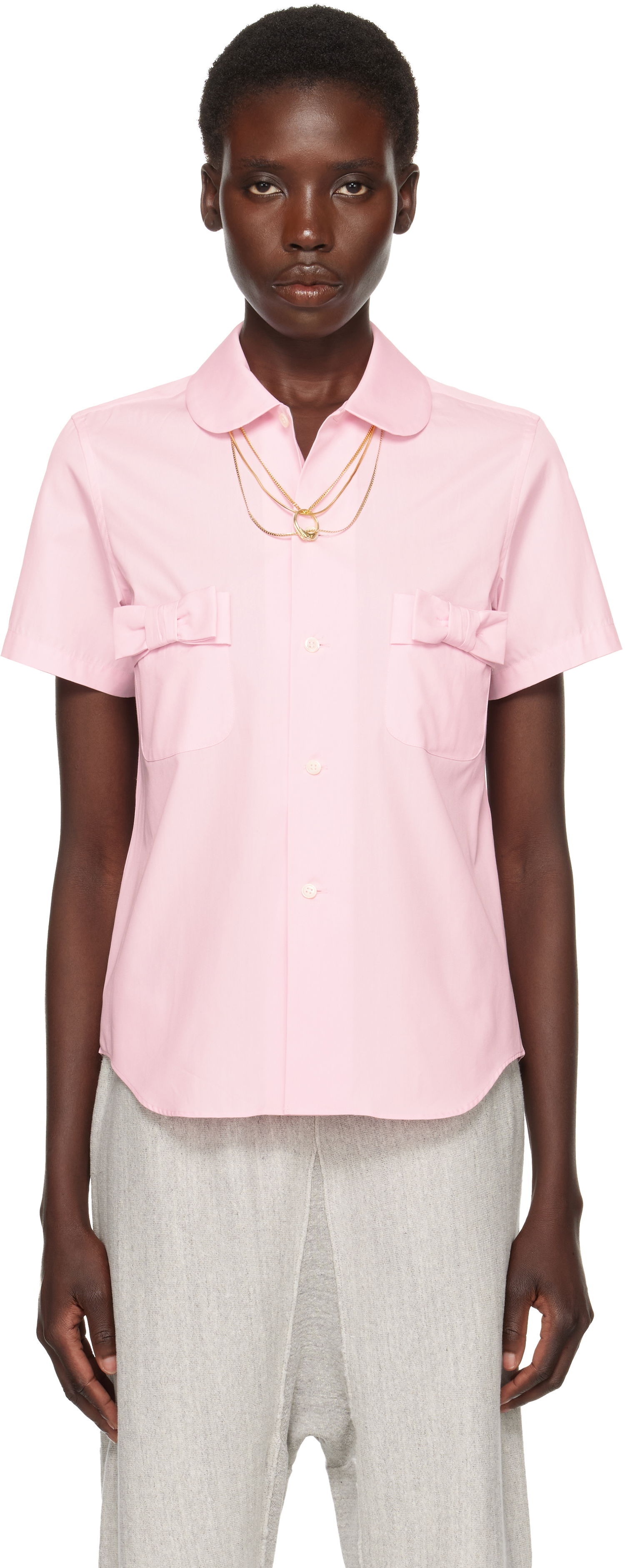 Skjorte Comme des Garçons Girl Cotton Bow Pocket Shirt Lyserød | NO-B007-051-2, 0