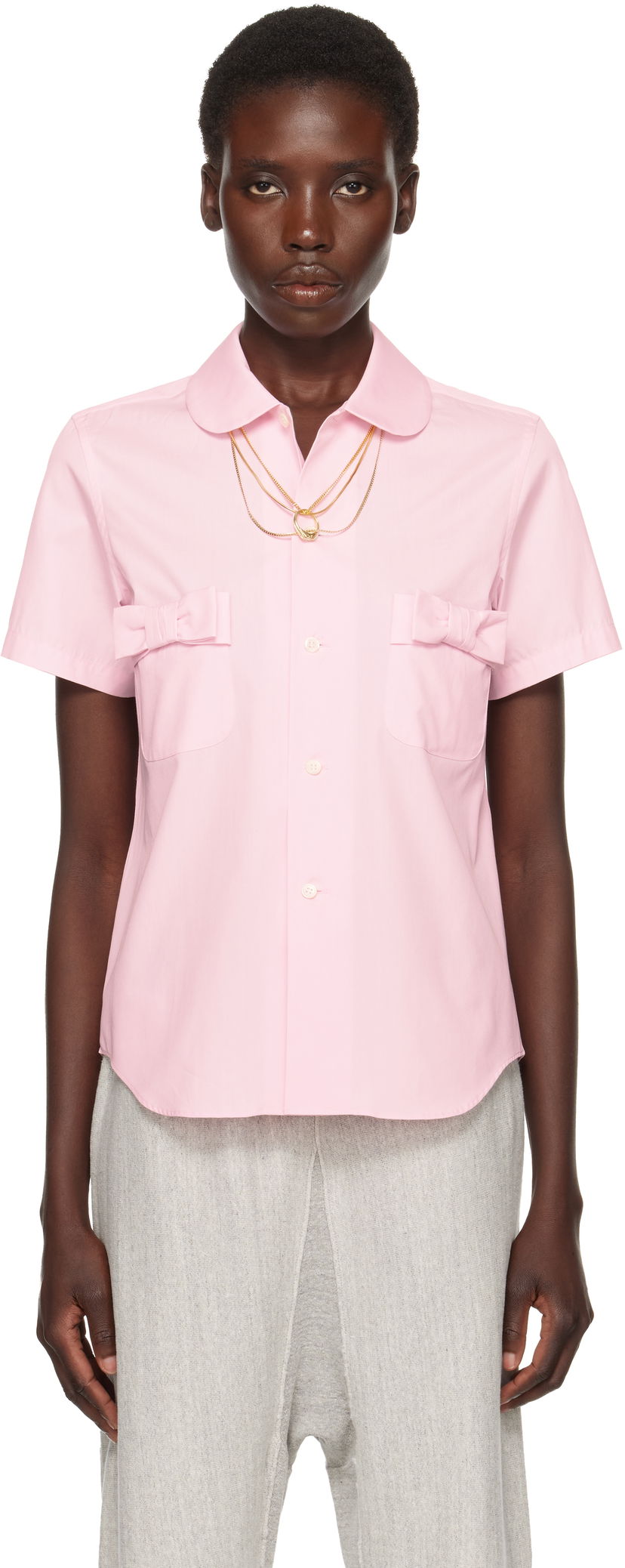 Skjorte Comme des Garçons Girl Cotton Bow Pocket Shirt Lyserød | NO-B007-051-2