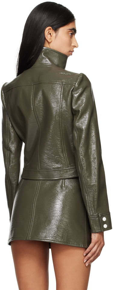 Bomberjakke Courrèges Courrèges Reedition Cropped Faux-Leather Jacket Grøn | 223CBL005VY0014, 2