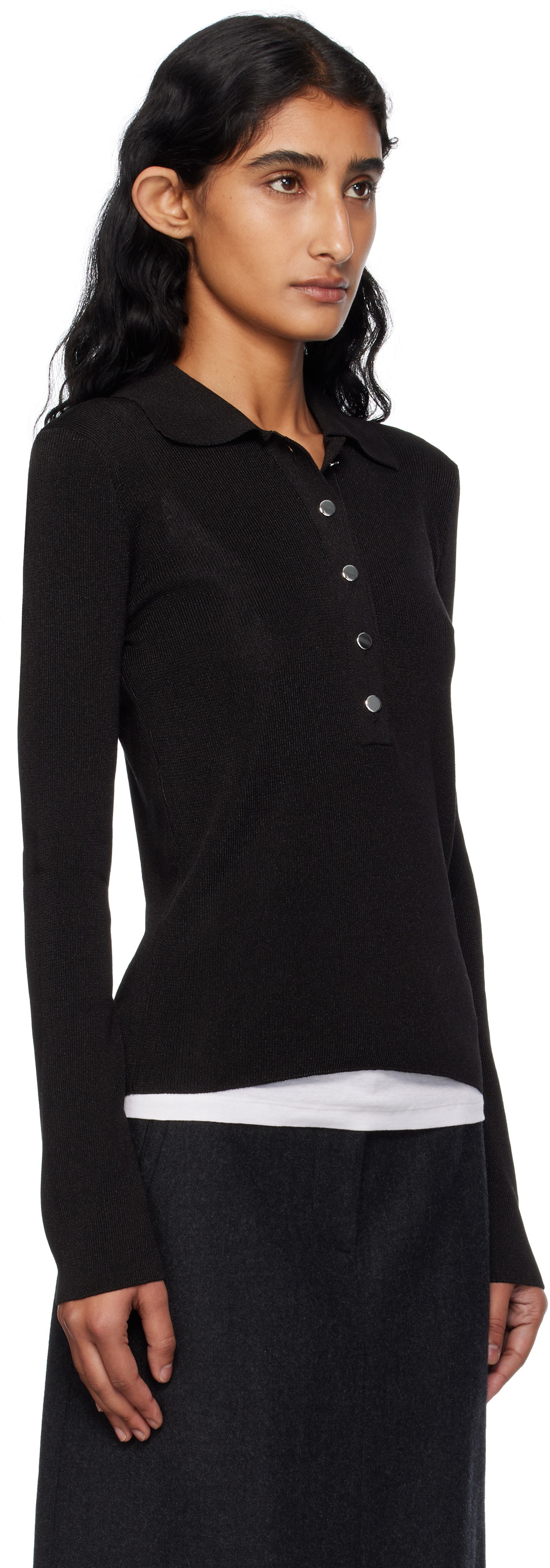 Polo skjorte A.P.C. A.P.C. Mila Knit Polo Top Sort | VIAMD-F23433, 1