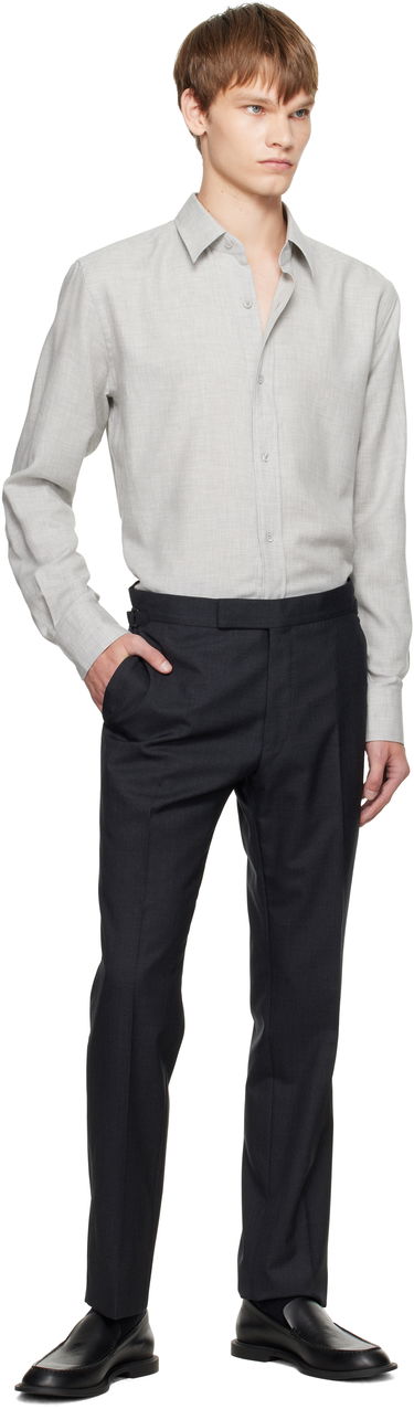 Skjorte Tom Ford TOM FORD Cashmere Melange Fluid Fit Shirt Grå | HRN001-FMC247, 4