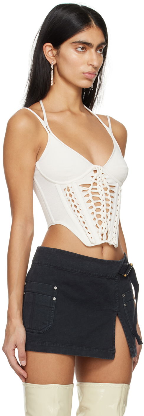 Tanktop Dion Lee Braided Corset Top Hvid | A7774PS24, 1
