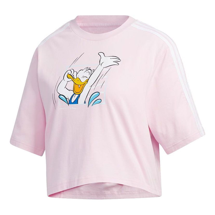 Crop top adidas Originals Neo Disney Crossover Donald Duck Short Sleeve T-Shirt Lyserød | GJ5651