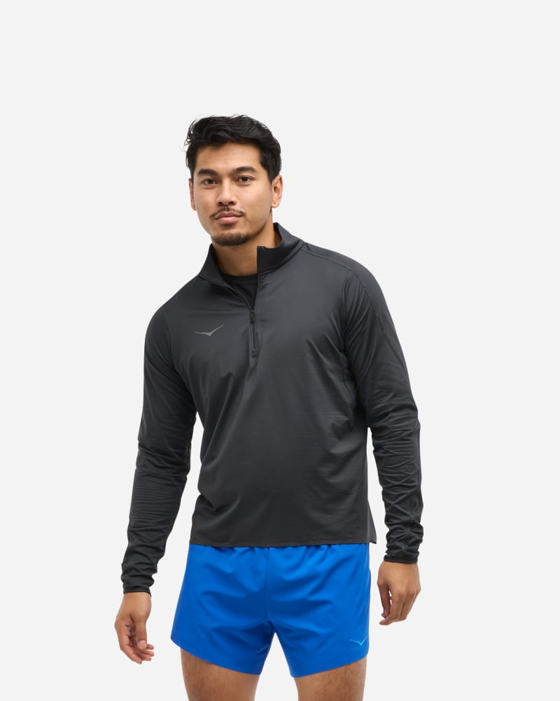 Sweatshirt Hoka One One GlideTech Quarter Zip Running Jacket Sort | 1164156-BLK