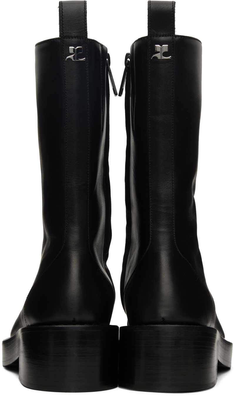 Sneakers og sko Courrèges Leather Platform Boots Sort | 323SAB012CV0021, 1