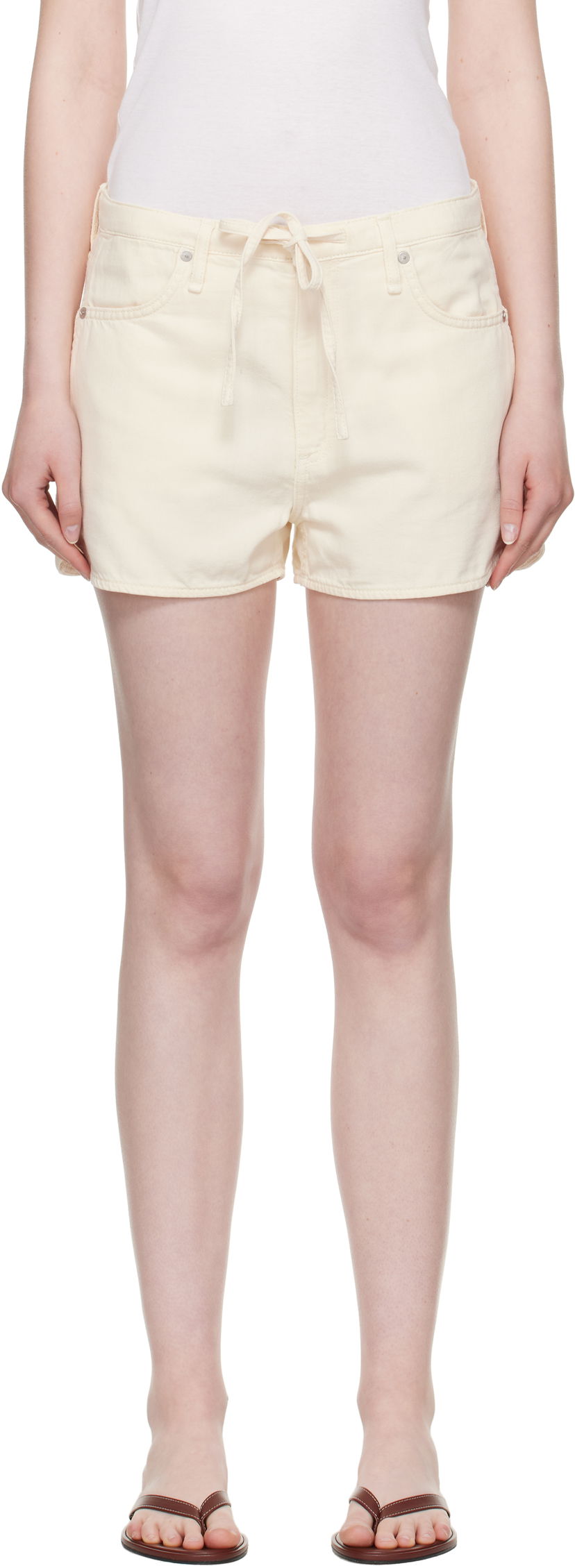 Shorts rag & bone rag & bone Nolan Featherweight Drawstring Denim Shorts Beige | WDD25P9005UFEC