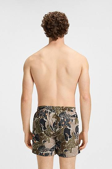 Shorts BOSS Quick-Dry Printed Swim Shorts Beige | 50510061, 1