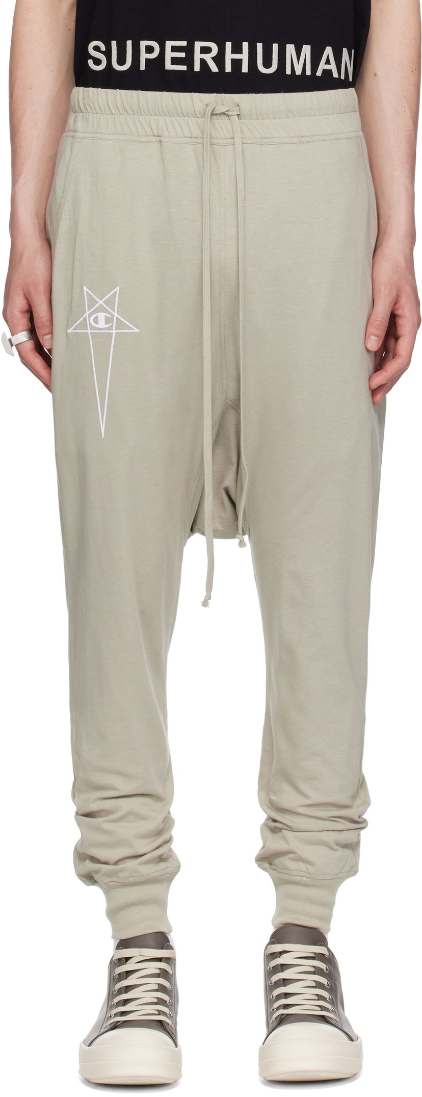 Joggingbukser Rick Owens Rick Owens Champion Edition Prisoner Drawstring Sweatpants Grå | CM01E1690 CHJG JERSEY