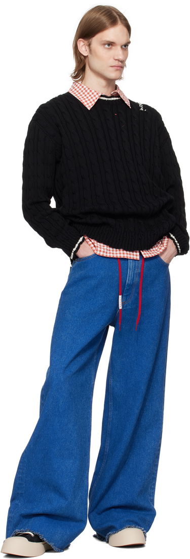 Sweater Marni Marni Dishevelled Cable Knit Sweater Sort | POMG0071EQ UFC656, 3