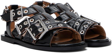 Tilbehør GANNI GANNI Buckle Strap Flat Sandals Sort | S2934, 3