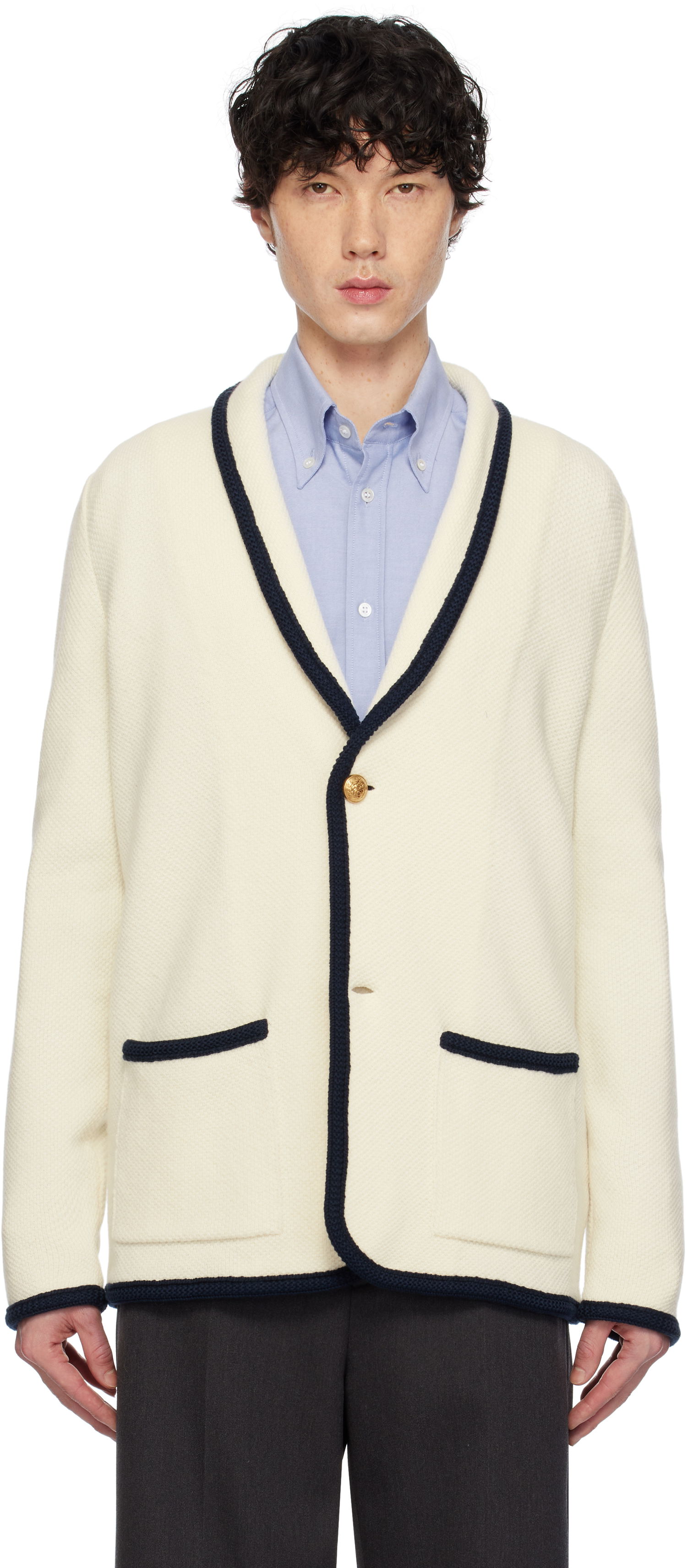 Sweater Valentino Valentino Single-Breasted Wool & Cotton Cardigan Hvid | 6V3KE02TAR2, 0